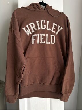 Vintage Wrigley Field Brown Hooded Sweatshirt - Men